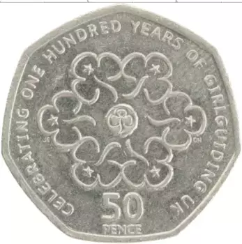 Монета 50 пенсов Англии 2010 года Медно-никель