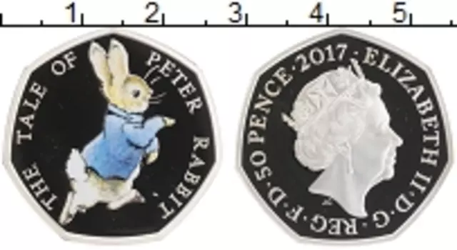 Монета 50 пенсов Англии 2017 года Серебро Цветная