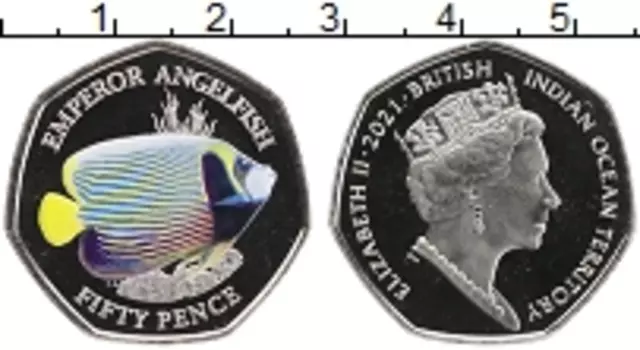 Монета 50 пенсов Британско - Индийской океанской территории 2021 года Медно-никель Елизавета II