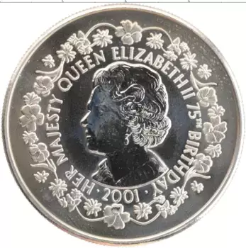 Монета 50 пенсов Фолклендских островов 2001 года Медно-никель 75 лет королеве Елизавете II