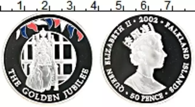 Монета 50 пенсов Фолклендских островов 2002 года Серебро Цифровая печать