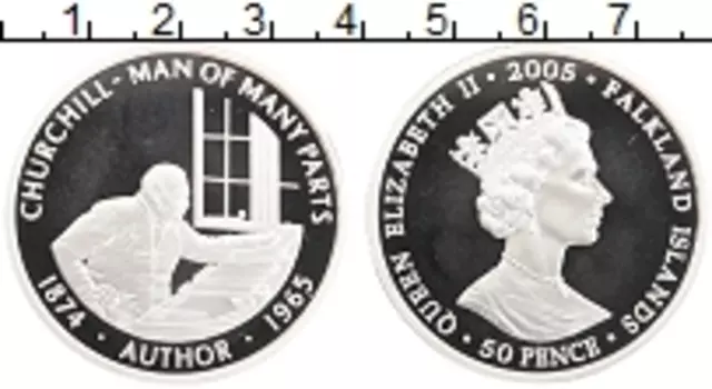 Монета 50 пенсов Фолклендских островов 2005 года Серебро Елизавета II