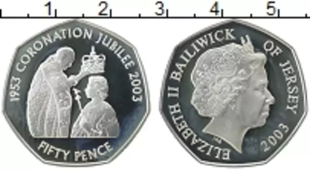 Монета 50 пенсов Острова Джерси 2003 года Серебро Елизавета II