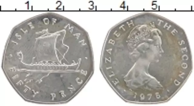 Монета 50 пенсов Острова Мэн 1976 года Медно-никель Елизавета II