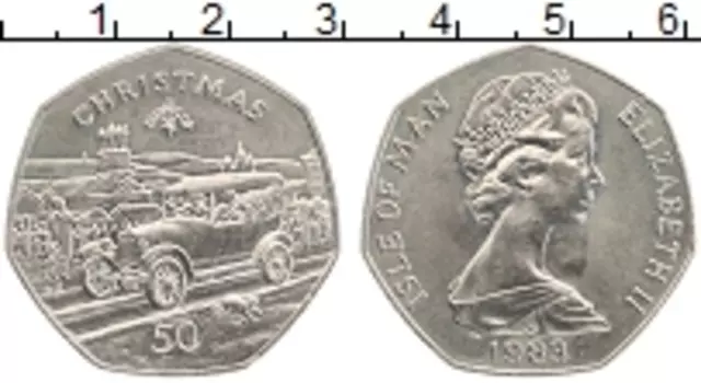 Монета 50 пенсов Острова Мэн 1983 года Медно-никель Елизавета II