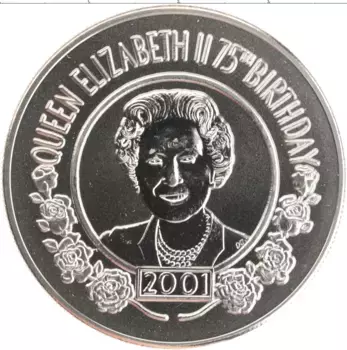 Монета 50 пенсов Острова Святой Елены 2001 года Медно-никель 75-летие Елизаветы II