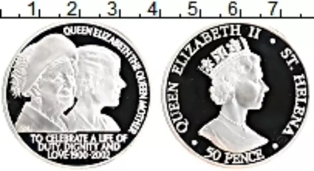 Монета 50 пенсов Острова Святой Елены 2002 года Серебро Елизавета II