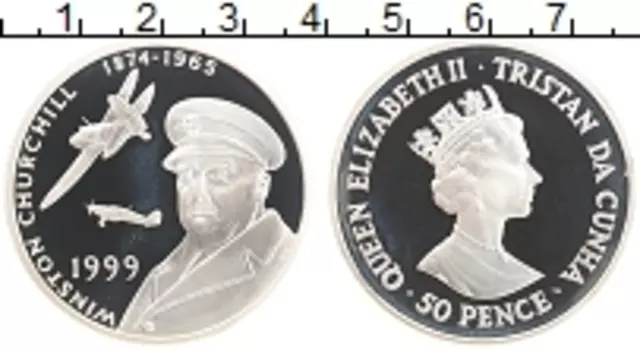 Монета 50 пенсов Тристан-да-Куньи 1999 года Серебро Елизавета II