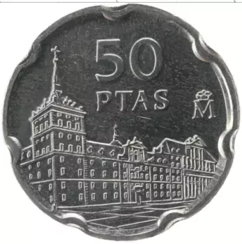 Монета 50 песет Испании 1997 года Медно-никель Хуан Херрейра