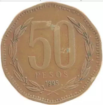 Монета 50 песо Чили 1995 года Бронза Бернардо О’Хиггинс