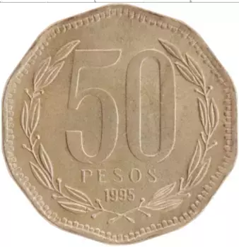 Монета 50 песо Чили 1995 года Бронза Бернардо О’Хиггинс