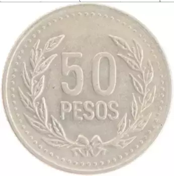 Монета 50 песо Колумбии 1994 года Медно-никель