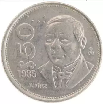 Монета 50 песо Мексики 1985 года Медно-никель Бенито Хуарес