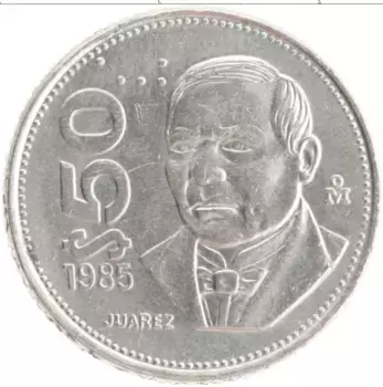 Монета 50 песо Мексики 1985 года Медно-никель Бенито Хуарес