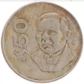 Монета 50 песо Мексики 1987 года Медно-никель