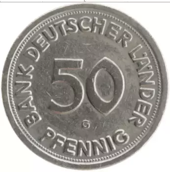 Монета 50 пфеннигов ФРГ 1949 года Медно-никель G