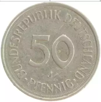 Монета 50 пфеннигов ФРГ 1980 года Медно-никель J