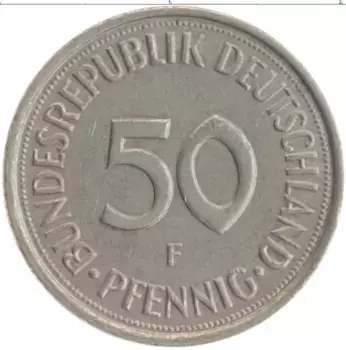 Монета 50 пфеннигов ФРГ 1989 года Медно-никель F