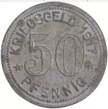 Монета 50 пфеннигов Германия : Нотгельды 1917 года Цинк Графрахт