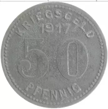 Монета 50 пфеннигов Германия : Нотгельды 1917 года Цинк Эльберфельд