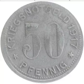 Монета 50 пфеннигов Германия : Нотгельды 1917 года Цинк Гуммерсбах