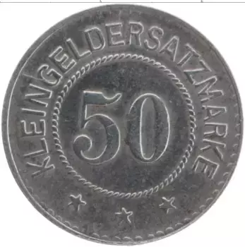 Монета 50 пфеннигов Германия : Нотгельды 1918 года Железо Вейда