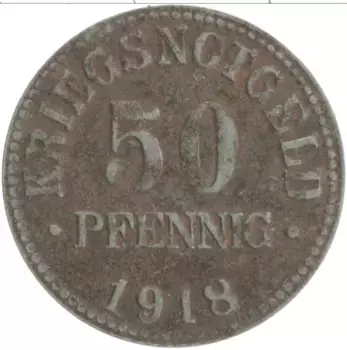 Монета 50 пфеннигов Германия : Нотгельды 1918 года Железо Брауншвайг