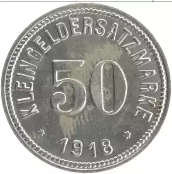 Монета 50 пфеннигов Германия : Нотгельды 1918 года Железо Хоф