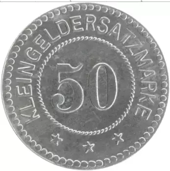Монета 50 пфеннигов Германия : Нотгельды 1918 года Железо Вайда