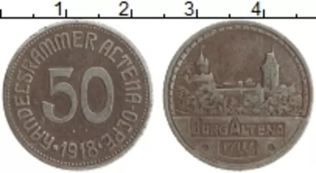 Монета 50 пфеннигов Германия : Нотгельды 1918 года Железо Алтена