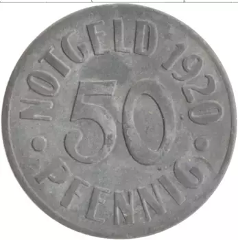 Монета 50 пфеннигов Германия : Нотгельды 1920 года Цинк Кассель