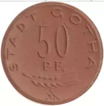 Монета 50 пфеннигов Германия : Нотгельды 1921 года Керамика Гота