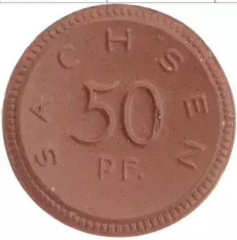 Монета 50 пфеннигов Германия : Нотгельды 1921 года Фарфор Саксония