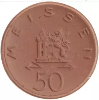Монета 50 пфеннигов Германия : Нотгельды 1921 года Керамика Мейссен