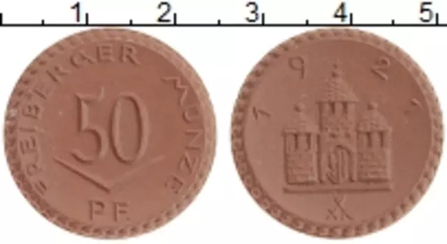 Монета 50 пфеннигов Германия : Нотгельды 1921 года Фарфор Фрайберг