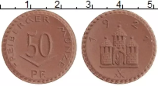 Монета 50 пфеннигов Германия : Нотгельды 1921 года Фарфор Фрайберг