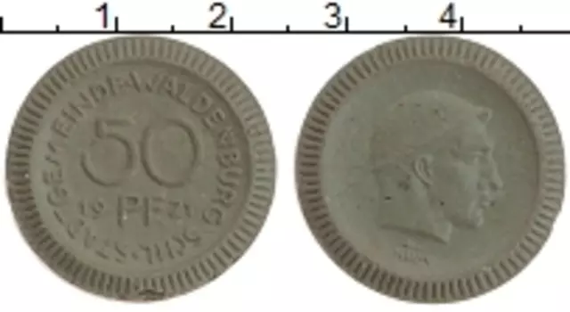 Монета 50 пфеннигов Германия : Нотгельды 1921 года Фарфор Вальденбург