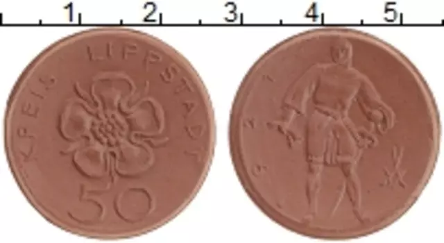 Монета 50 пфеннигов Германия : Нотгельды 1921 года Керамика Липпстадт