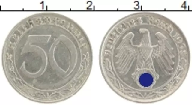 Монета 50 пфеннигов Третьего Рейха 1938 года Медно-никель А