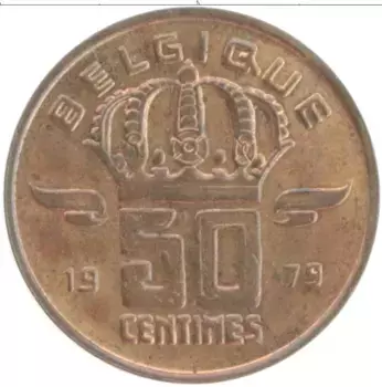 Монета 50 сантим Бельгии 1979 года Бронза Бодуэн I