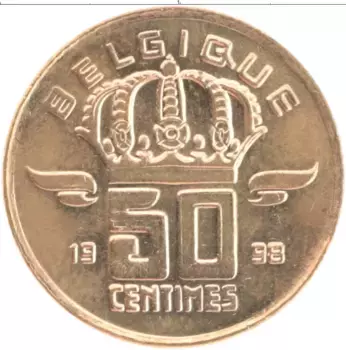 Монета 50 сантим Бельгии 1998 года Бронза Альберт II