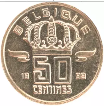 Монета 50 сантим Бельгии 1998 года Бронза Альберт II