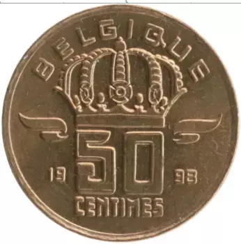 Монета 50 сантим Бельгии 1998 года Бронза Альберт II