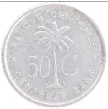 Монета 50 сантим Бельгийского Конго 1955 года Алюминий