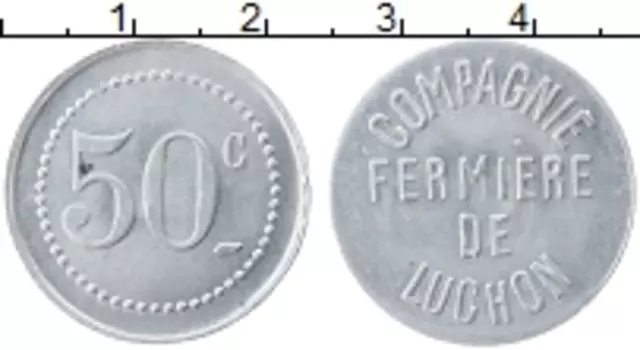 Монета 50 сантим Франции Алюминий Баньер-де-Люшон