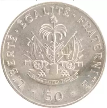 Монета 50 сантим Гаити 1991 года Медно-никель