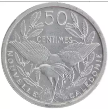 Монета 50 сантим Новой Каледонии 1949 года Алюминий