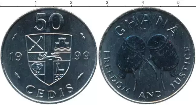 Монета 50 седи Ганы 1999 года Медно-никель