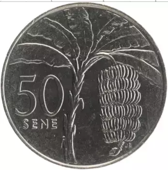 Монета 50 сене Самоа 2002 года Медно-никель Малиетоа Танумафили II
