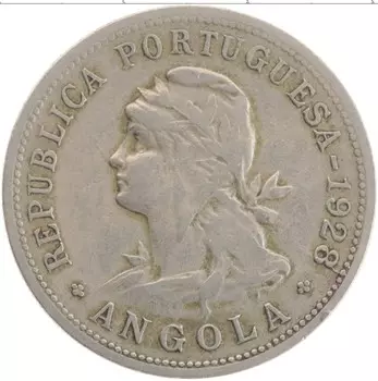 Монета 50 сентаво Анголы 1928 года Медно-никель